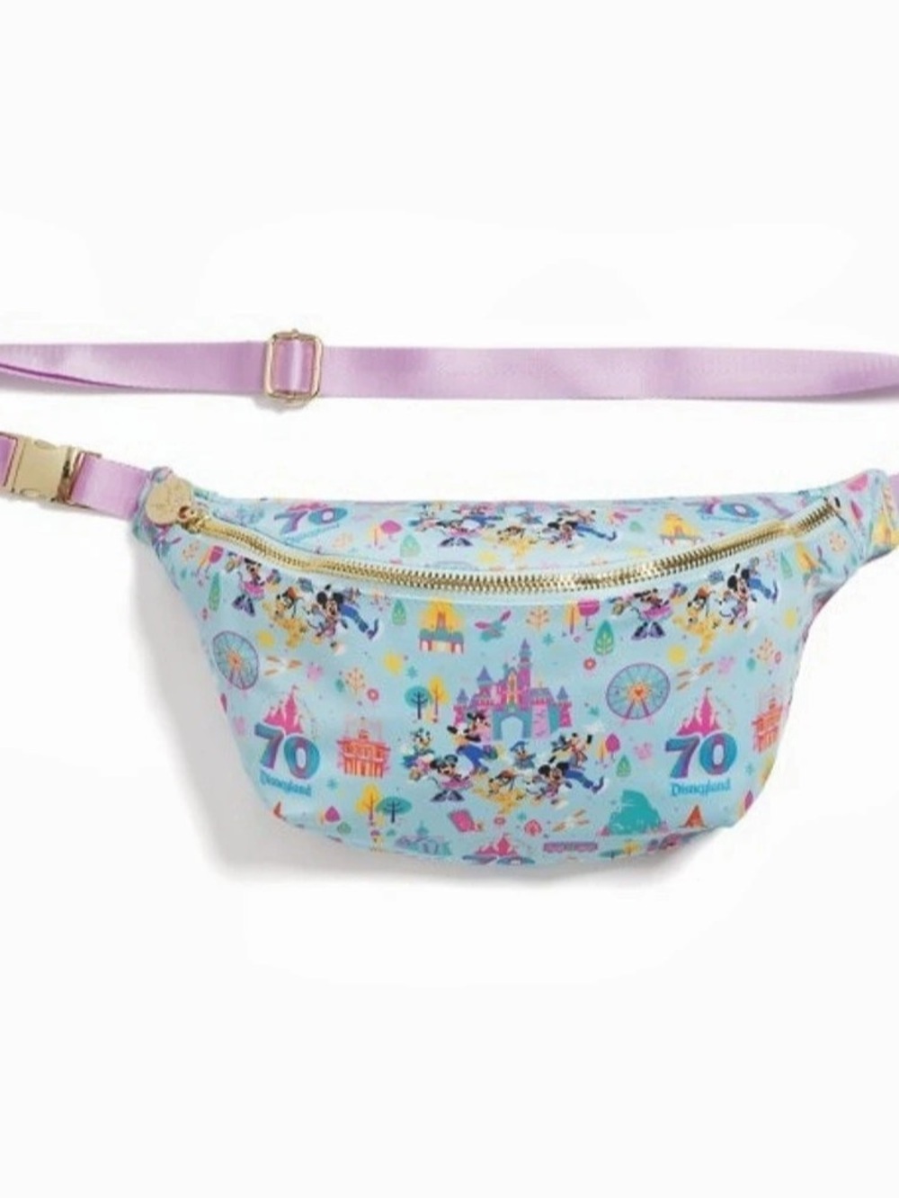 Stoney Clover Lane Disneyland 70th Anniversary jumbo fanny pack in Blue & Pink